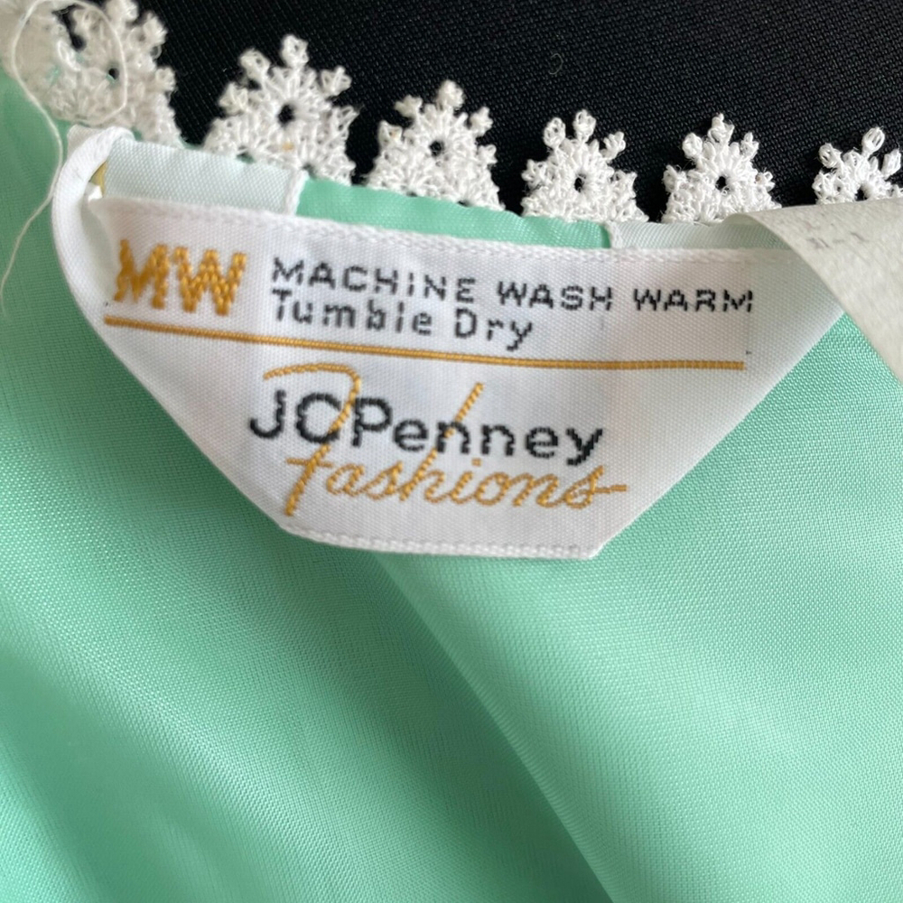 Vintage 70s JCPenney Green Lace Sleeveless Maxi Dress Size 12 - Picture 6 of 11